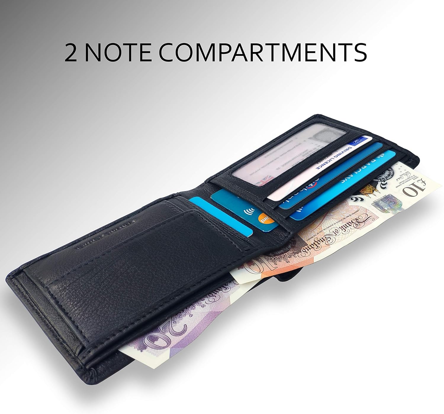 KORUMA Men's Wallet Slim Leather RFID Blocking Mens Wallets with up to 7 Card Holder, 2 Banknote Compartments, Coin Pocket - Image 4