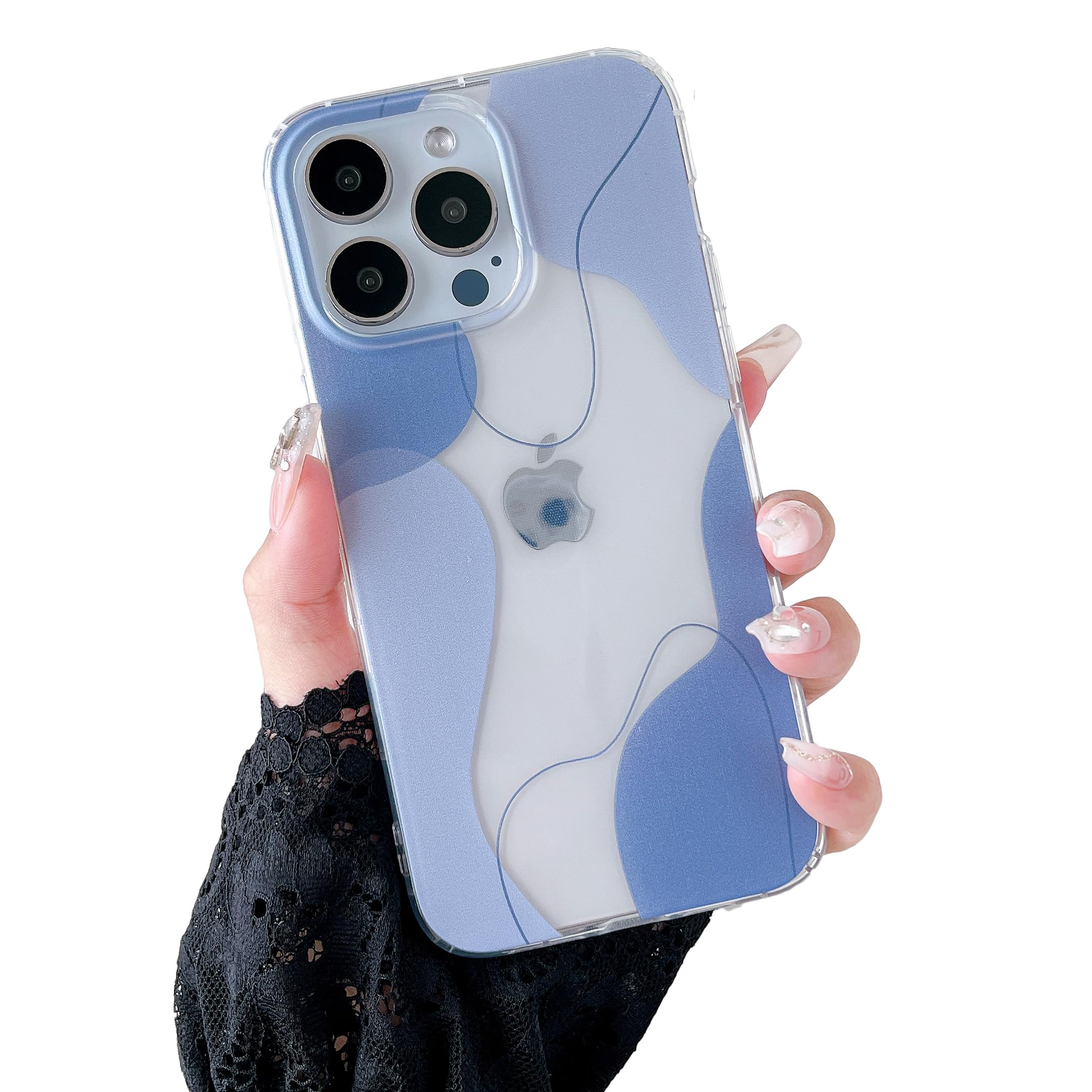 DEFBSC Compatible with iPhone 15 Pro Case, Transparent Color Mix Aesthetic Design Soft TPU Bumper Slim Thin Shock-Absorbing Protective Phone Cover - Grey — image 1