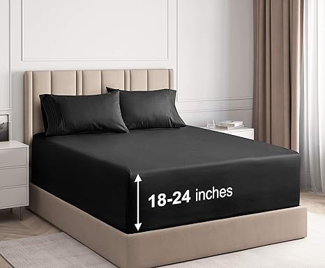 Amazon Com Extra Deep Pocket Sheets 4 Piece Sheet Set Cal King Size Sheets Deep Pocket Extra Deep Bed Sheets Deep California King Fitted Sheet Set Super And