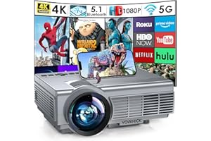 YOWHICK Projector with 5G WiFi Bluetooth, Native 1080P Outdoor Movie Projector 4K Support, 10000L Movie Video Projector, for HDMI, VGA, USB, Laptop, iOS & Android Phone