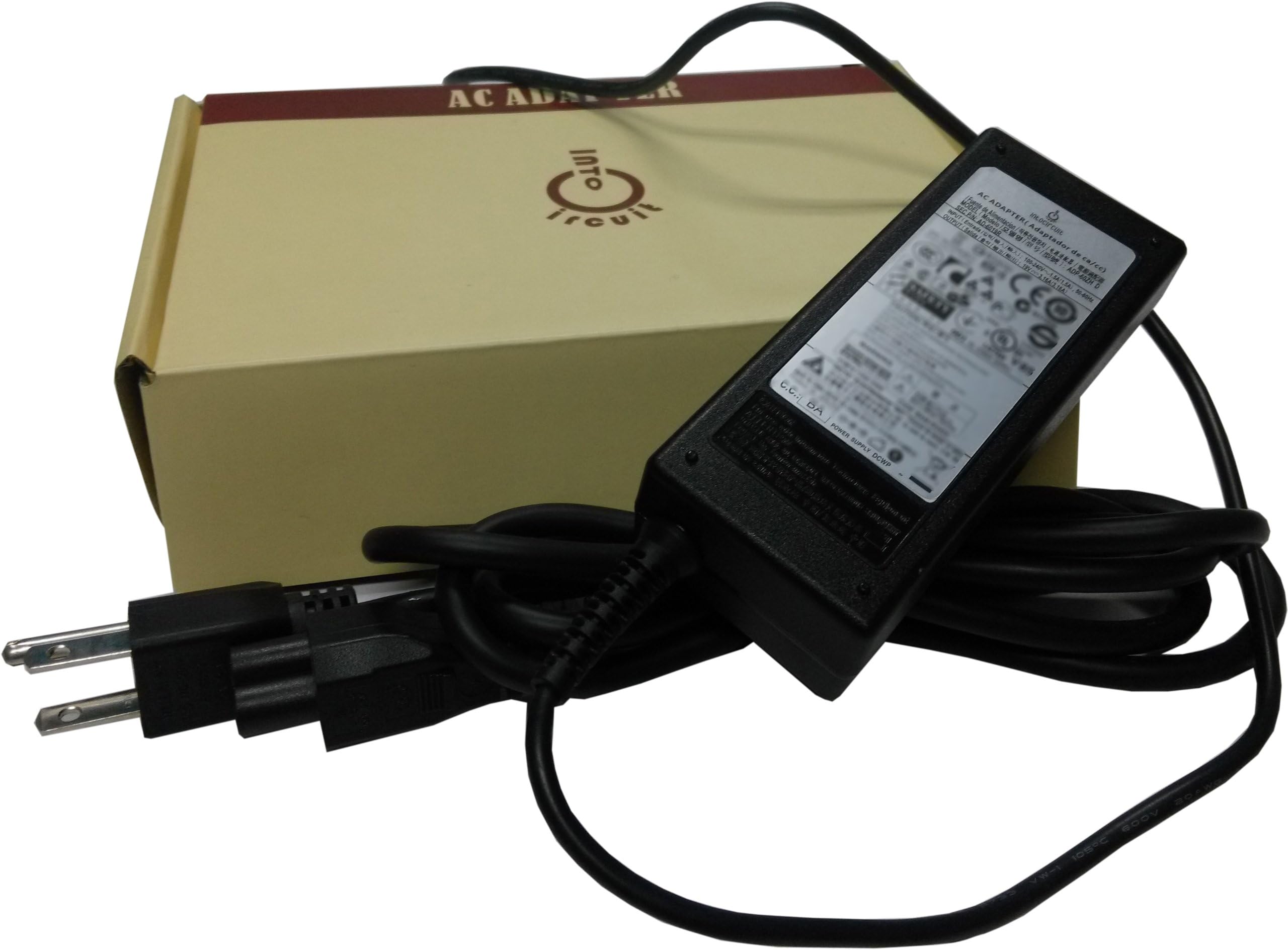 Intocircuit 60W AC Adapter Battery Charger for Samsung ADP-60ZH D, AD-6019, AD-6019R, ADP-60ZH, AD-6019A, AD-6019S, AA-PA2N60W, AA-PA2N60W/US, SADP-60ZH D, ADP-60ZH D, AD-9019S, AD-9019, SADP-90FH B, SADP-90FH D