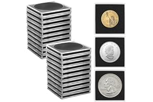 zandfelo 20 Pcs 20-40mm Acrylic Coin Collection Cases with Sponges, Adjustable Coin Holders, Silver Dollar Protection Cases for Collectors, Coin Collection Supplies(20/25/30/35/40mm)
