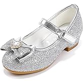 Furdeour Girls Dress Shoes Mary Jane Wedding Flower Bridesmaids Heels Glitter Princess Shoes for Kids Toddler
