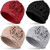 JenPen 4 Pcs Cotton Chemo Turban Headwear for Women Soft Cancer Head Scarf Hats Elastic Covers Wraps for Women's Hair