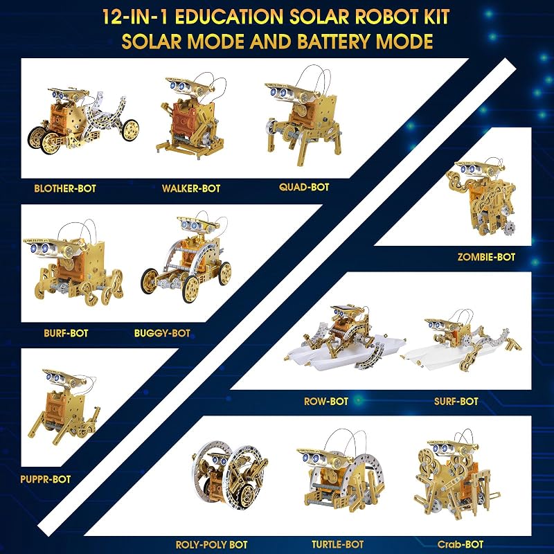 Robot Solar, Regalos para Niño 7 8 9 10 11 12 Años, Juguete y Kit de Robótica Educativos Ciencia Experimentos para Niños, Dorado
