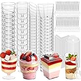 JPPSUJJ 400-Pack 5 oz Dessert Cups with Lids and Spoons, Clear Plastic Parfait &amp; Yogurt Cups, Mini Shooter Cups for Parties, Ice Cream, Pudding, Fruit | Square Appetizer Containers
