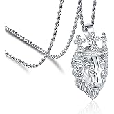 ROWIN&CO Lion Necklace Stainless Steel 18K Gold Plated CZ Leopard/Tiger Head Hip Hop Punk Rock Animal Pendant Jewelry Gift for Men Women Charm Amulet Chain