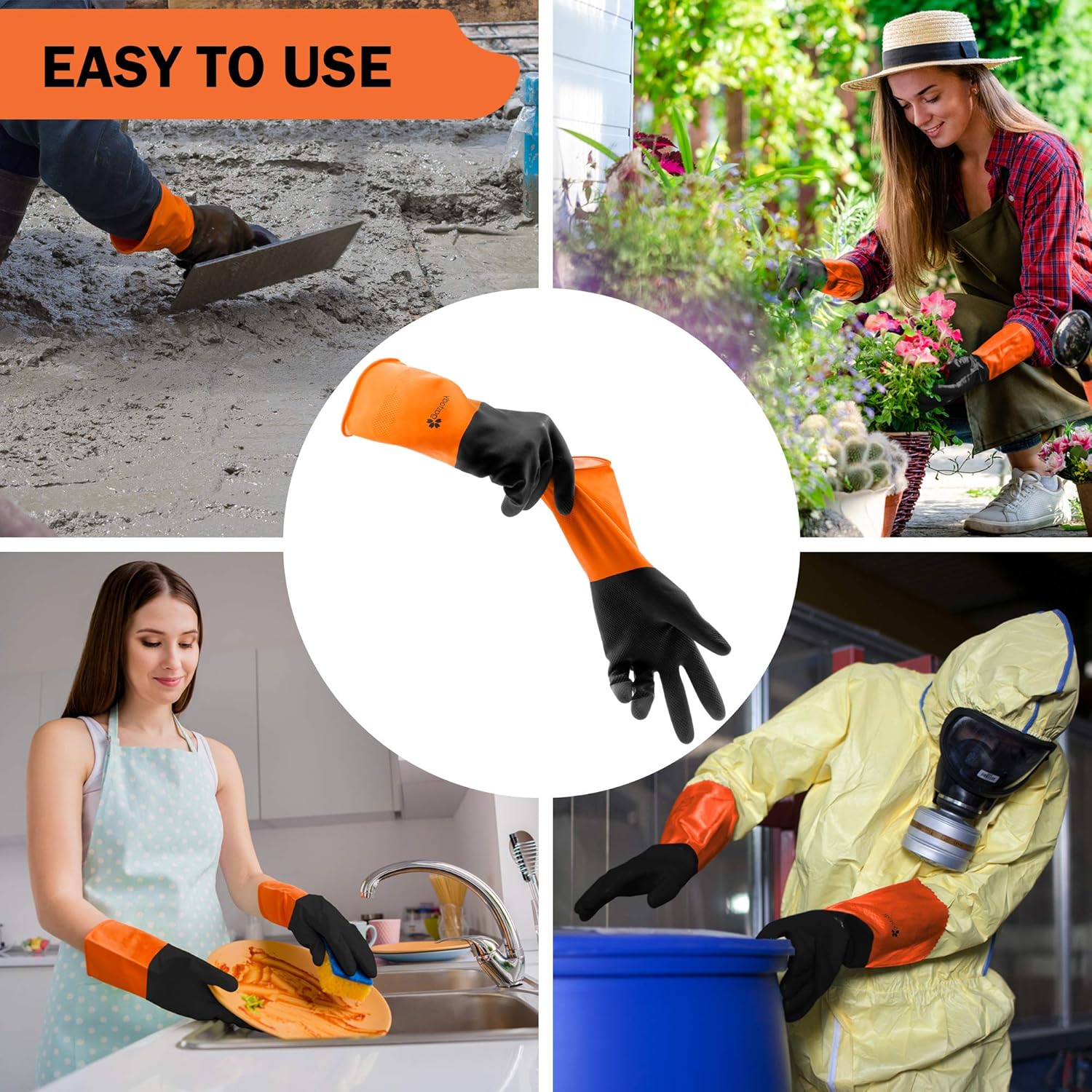 Chemical Gloves Set of 2 Pairs - Size M Gloves with High Protection for Your Hands-Waterproof Latex Gloves Anti-slip Grip For Firm Handling-Industrial Strength Household Chemical Industry Automotive: Clothing