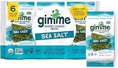 Gimme 6 CT Sea Salt Organic Roasted Seaweed Snacks, 5g, 0.17oz