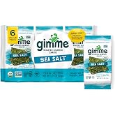Gimme Seaweed Organic Premium Roasted Seaweed Snack, Sea Salt, .17oz, 6 CT | Keto, Vegan, Gluten Free, Great Source of Iodine &amp; Omega 3&rsquo;s, Healthy On-The-Go Snack for Kids Adults