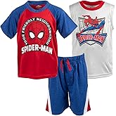 Marvel Spider-Man T-Shirt Tank Top and Shorts 3 Piece Outfit Set Toddler to Big Kid