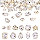 Bestewelry 100Pcs Sew On Rhinestone Crystal Metal Base Sewing Claw Rhinestones Assorted Teardrop Heart Star Shape Clear Sew on Gems for Clothes Shoes Belt Sewing Accessories