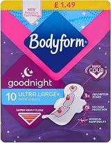 Bodyform Goodnight Ultra Towels 10 Per Pack Case of 6