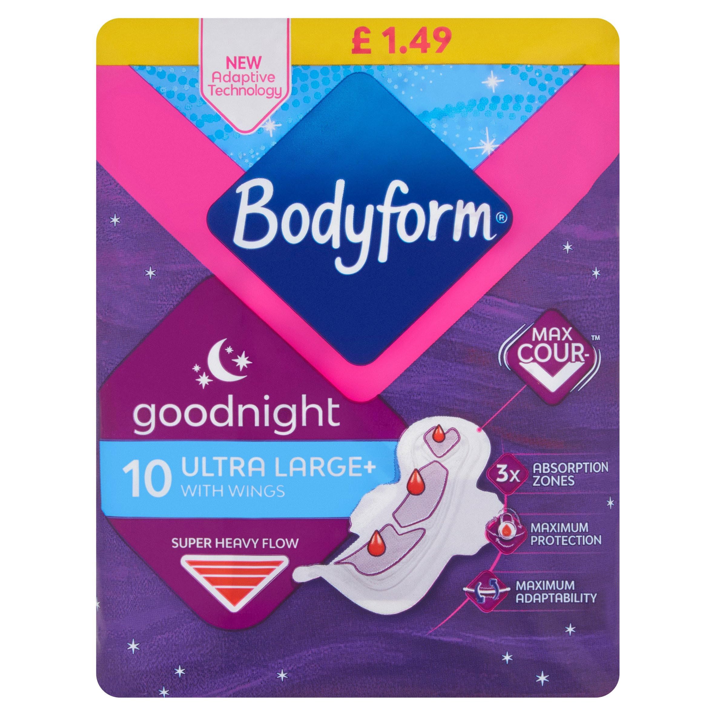 Bodyform Goodnight Ultra Towels 10 Per Pack Case of 6