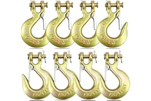 AYAYGD 8Pack 1/4 Inch Clevis Slip Hook with Safety Latch - Heavy Duty Grade 70 Steel for Trailer Chains with Hooks, Winch Hook, Tow Hook, and Chain Hook,12,600 Lbs. Capacity