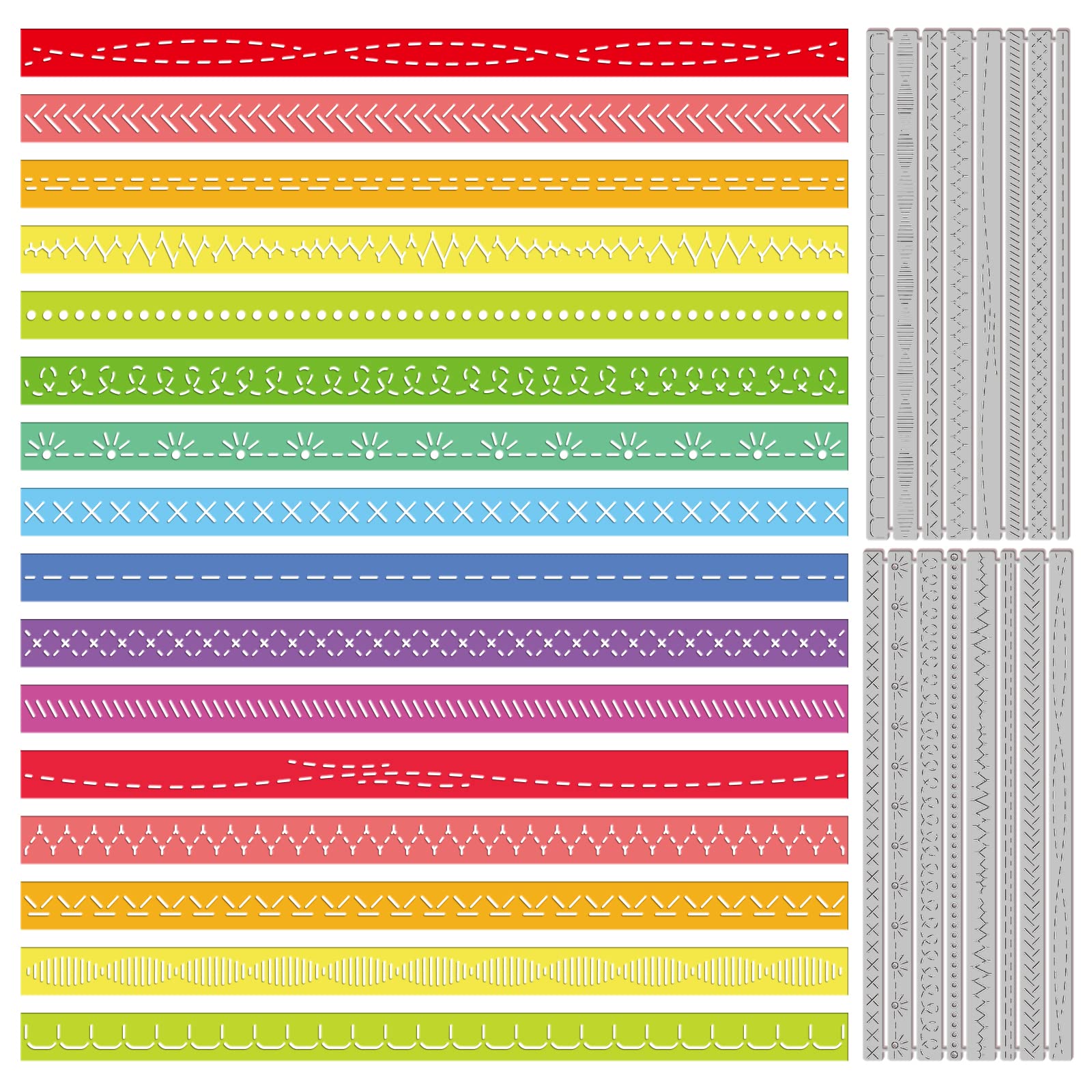 GLOBLELAND Stitched Borders Cutting Dies Lace Flower Border Dies Stitched Rectangles Metal Die Cuts Stitched Frame Die Cuts for Card Scrapbooking and DIY Craft Album Paper Card Decor