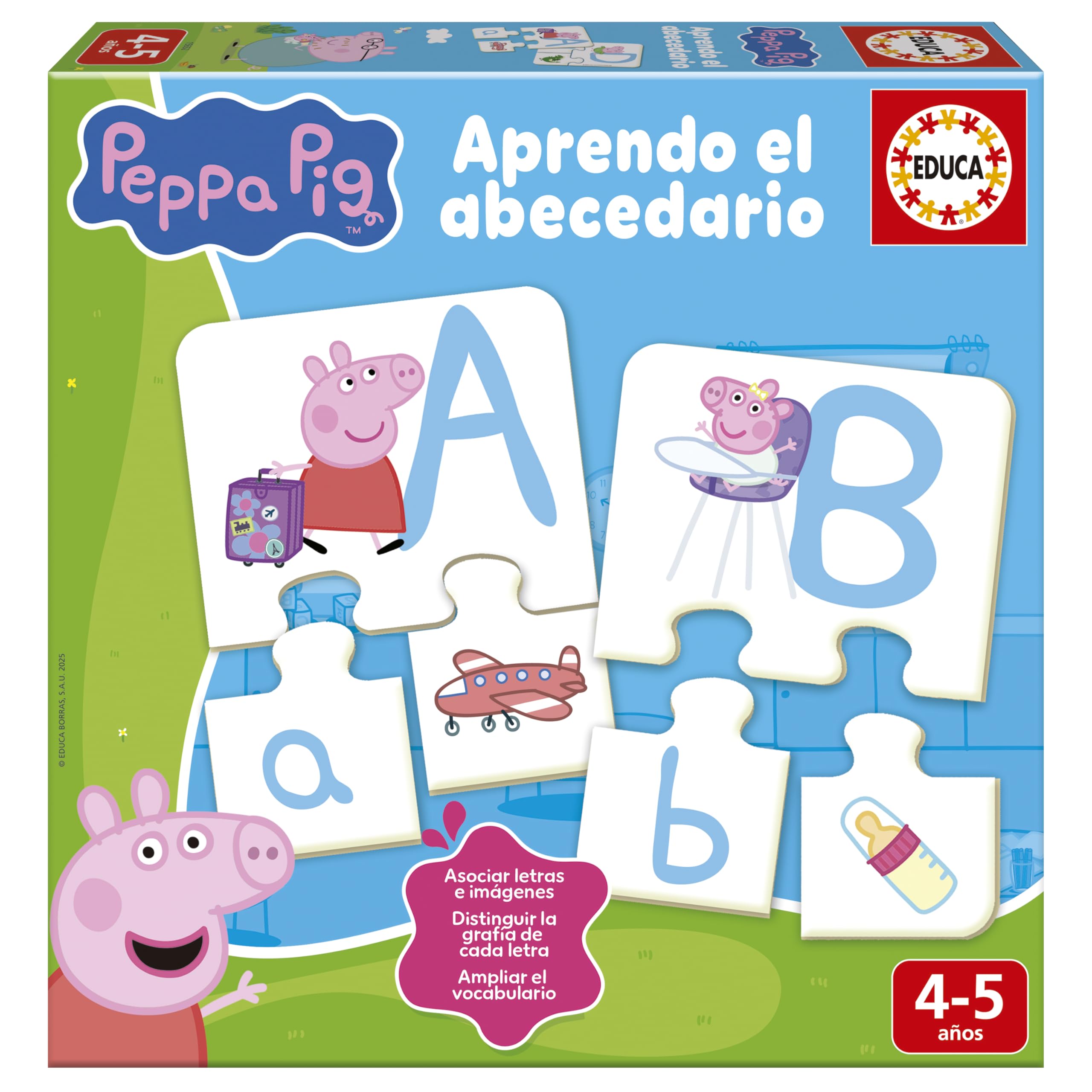 Educa - Peppa Pig Letters Game | Alphabet Puzzle for Children | Educational Game from 4 years old (15652)