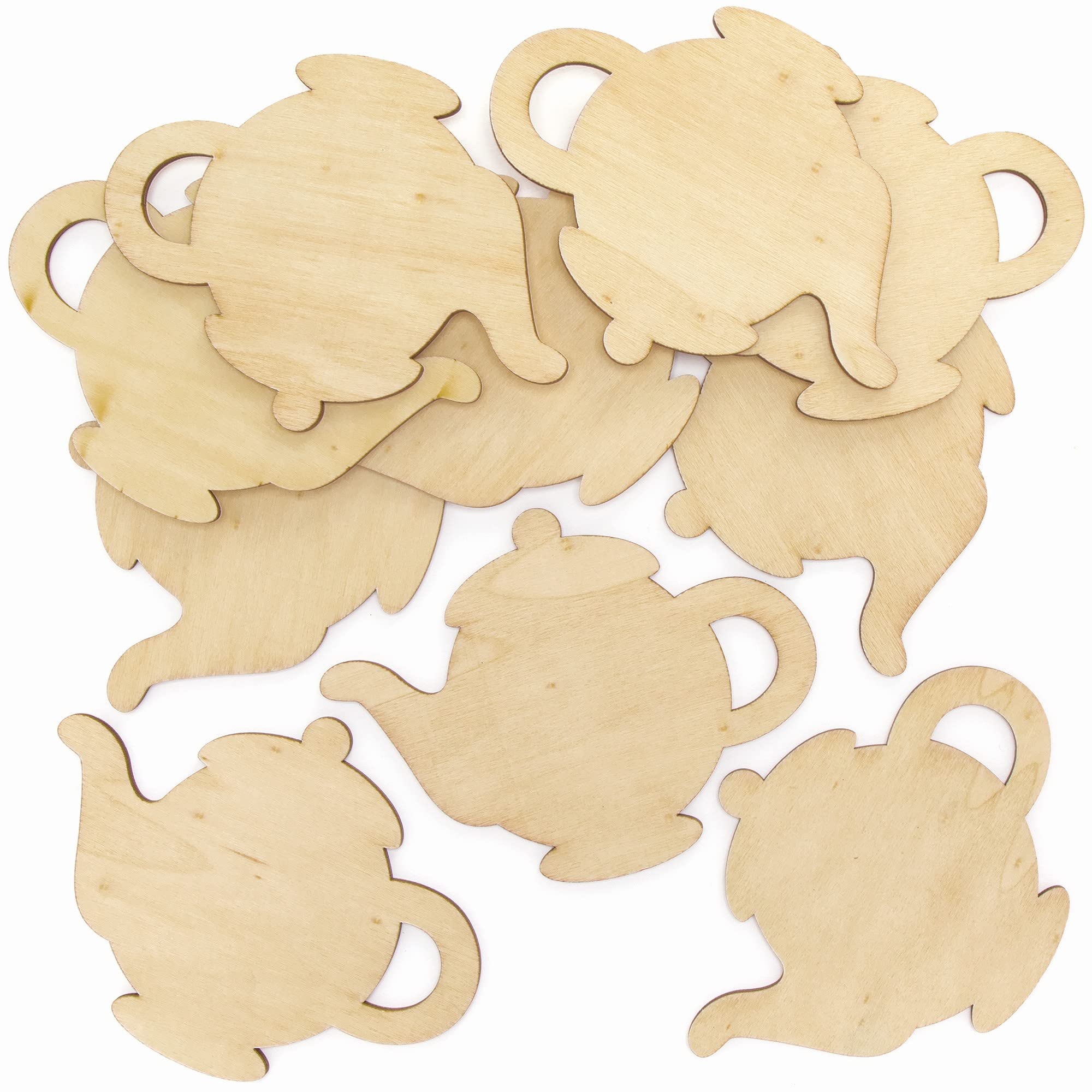 Baker Ross Teapot Wooden Coasters - Pack of 10, Wood Crafts for Children (FC386) — image 1