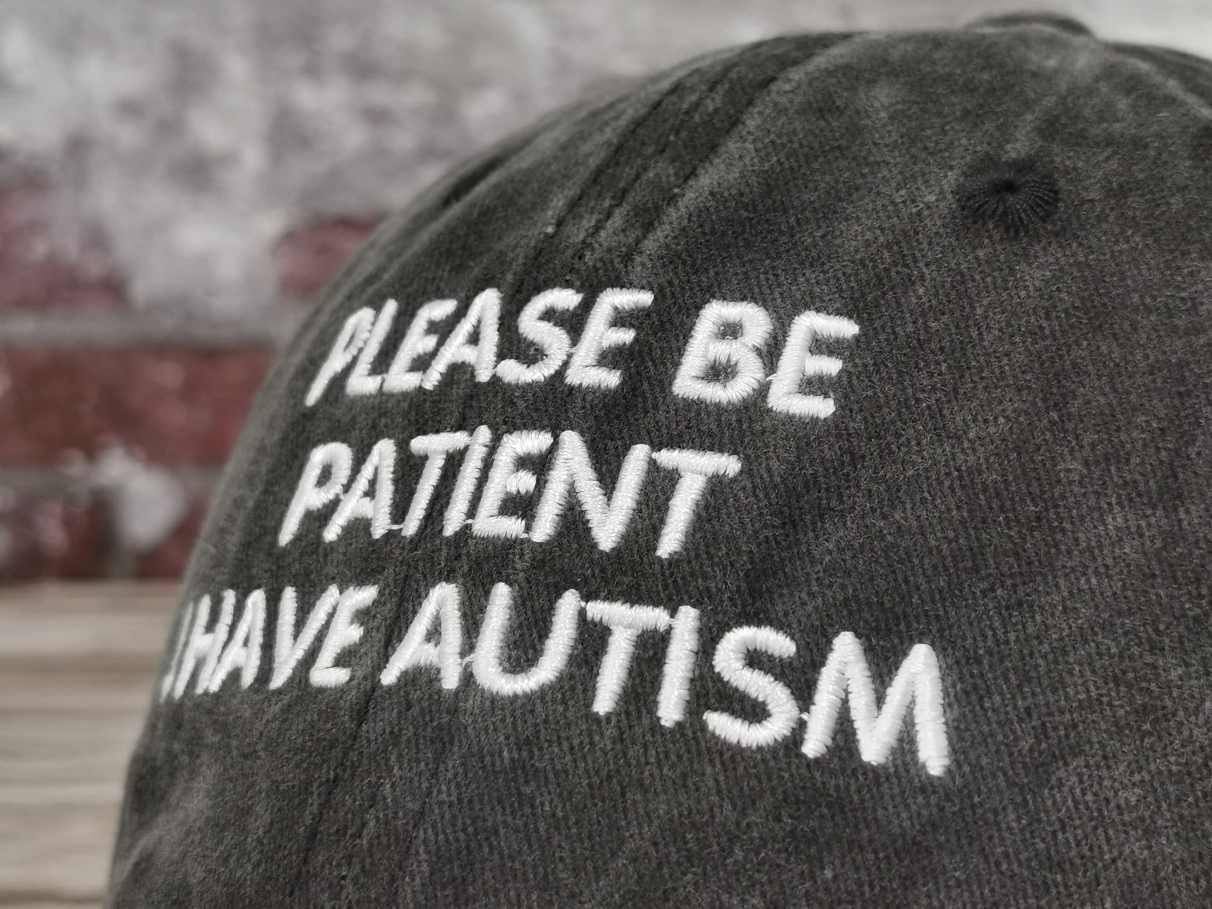Hepandy 'Please Be Patient I Have Autism' Embroidered Baseball Cap - Washed Khaki, Adjustable Dad Hat