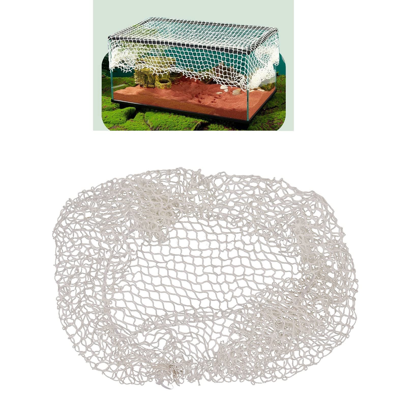 Aquarium Escape Proof Net with Telescopic Buckle, Anti-Jump Mesh Cover for Fish Tank, Reptile Tank, Terrarium, and Bird Cage - Adjustable and Reusable Screen Netting