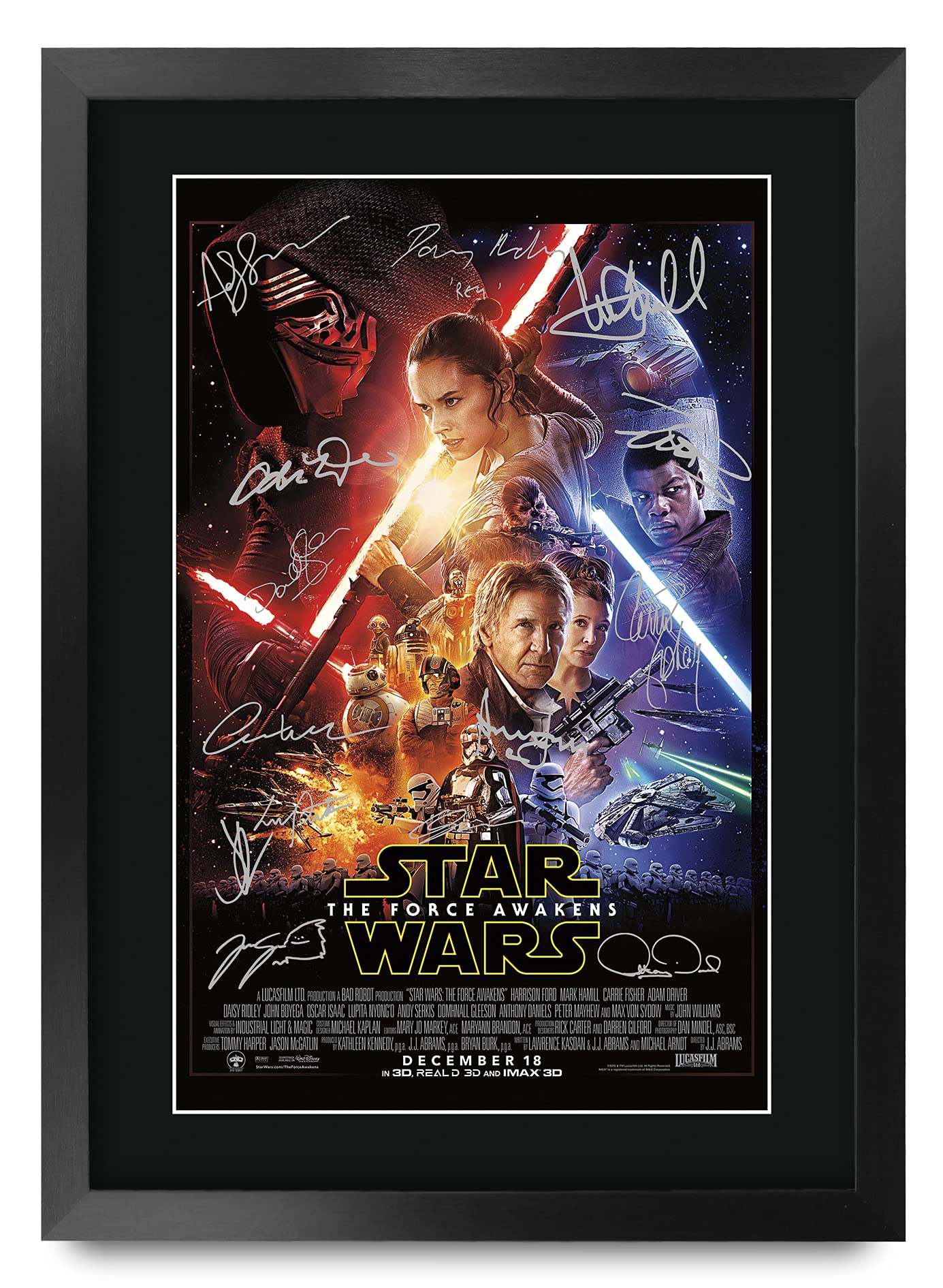 HWC Trading A3 FR The Force Awakens Star Wars Gifts Printed Poster Signed Autograph Picture for Movie Memorabilia Fans - A3 Framed — image 1