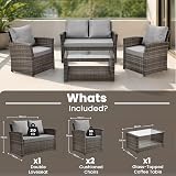 EVRE Roma 4 Seater Rattan Garden Set with Glass Coffee Table Cedar Brown view 7
