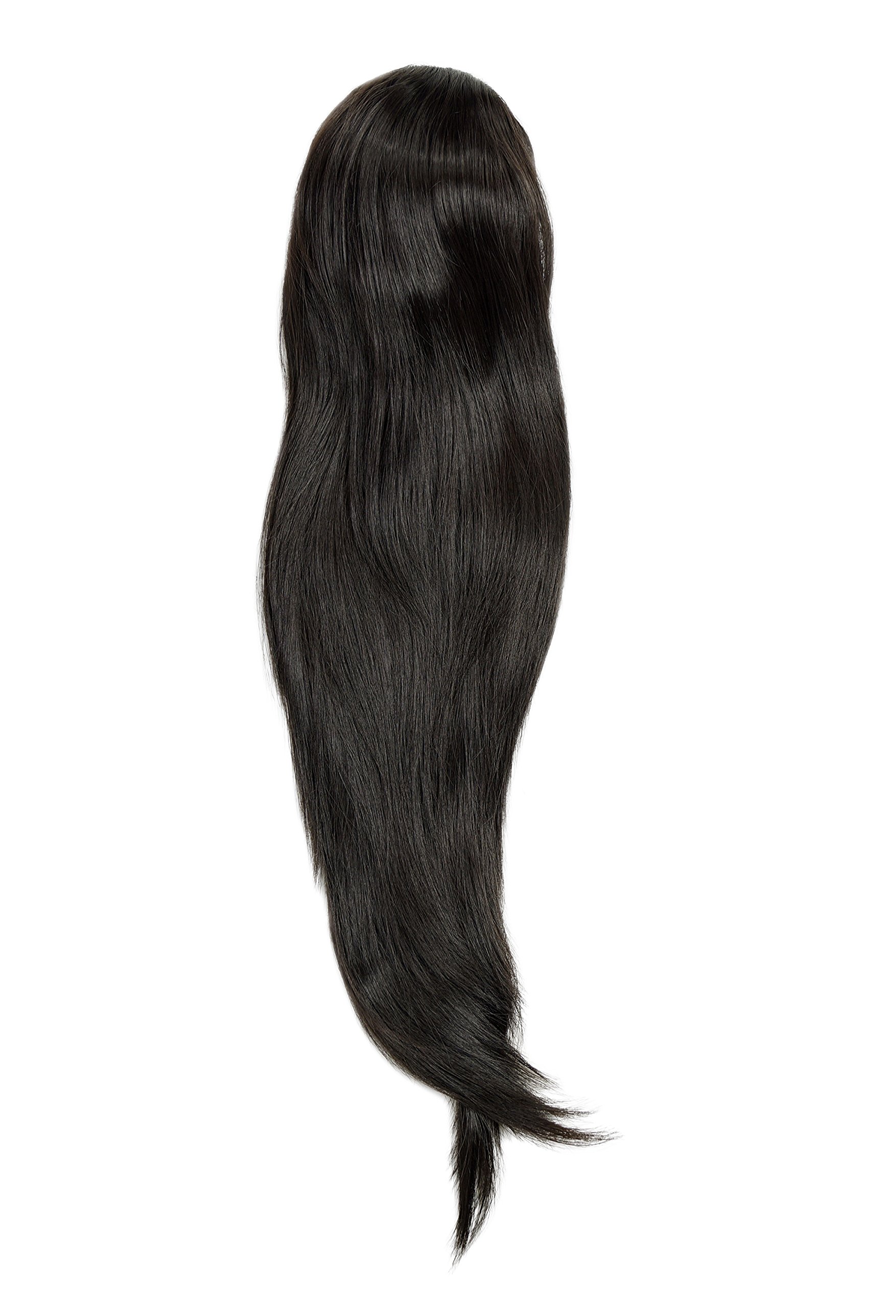 WIG ME UP WK06-4 Hairpiece ponytail with micro clamp, combs and elastic draw string straight voluminous very long dark brown 23inch
