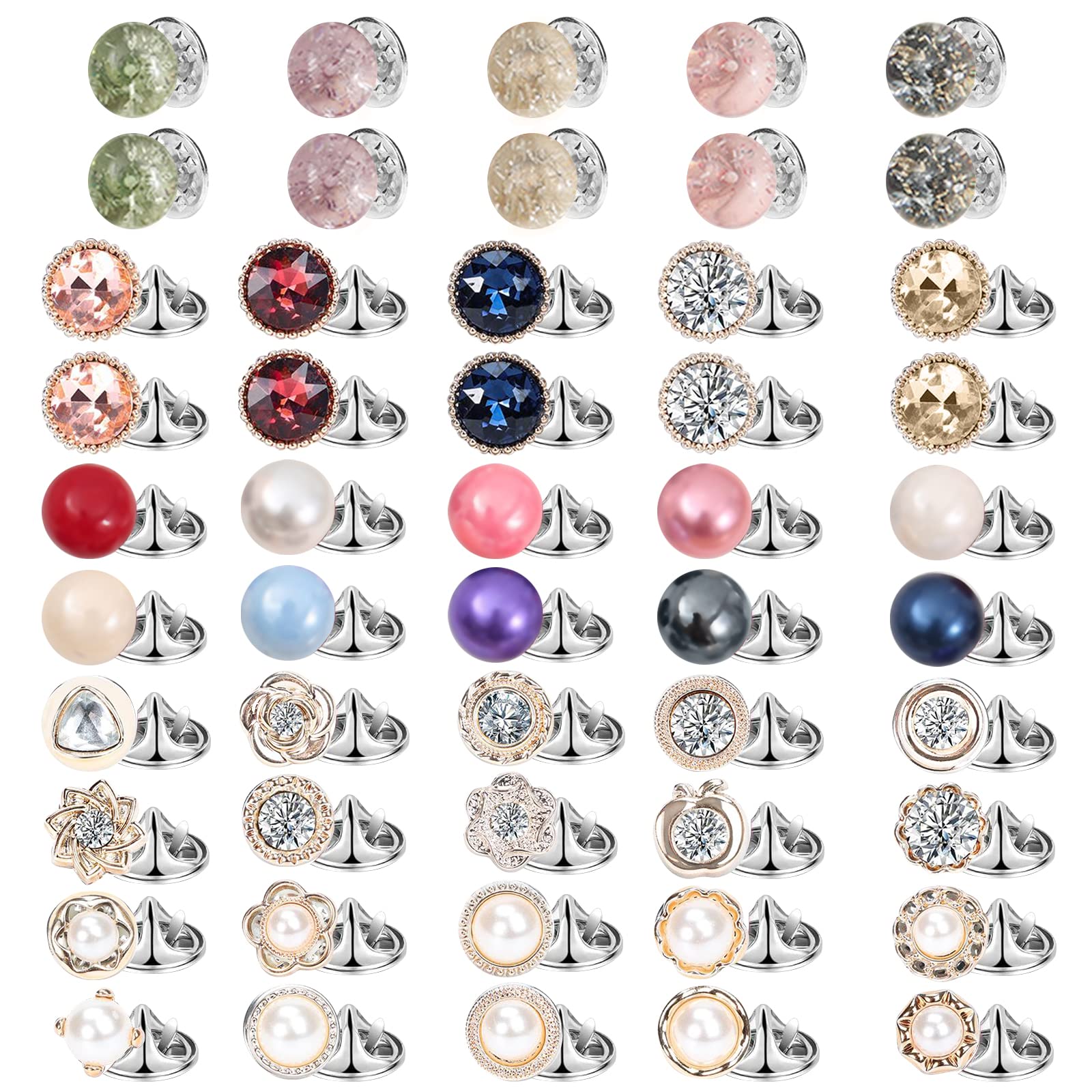 50 Pcs Cover Up Brooch Pins, VEGCOO Women Shirt Safety Brooch Buttons Blouse Pins Modesty Pin, Accidental Exposure Prevention Invisible Buttons for Women Girls Clothes Cardigans Dress