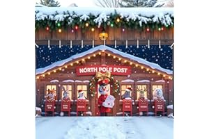 LEKETOO Christmas Garage Door Cover Decoration with Installation Instruction, Hooks and Rope,16 x 7 ft Large Fabric North Pole Xmas Garage Door Banner Covering Mural Backdrop Background