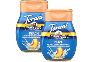 Torani Sugar Free Peach Liquid Drink Enhancer, Water Flavoring 2-Pack, 1.62 Oz Ea