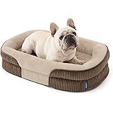 Bedsure 360&deg;Oval Bolster Orthopedic Dog Bed Medium Size Dog,30" Brown | Egg-Crate Foam for Senior Dogs, Big Comfort Pet Sofa Couch with Ultra-Soft Fleece Waterproof Washable Cover