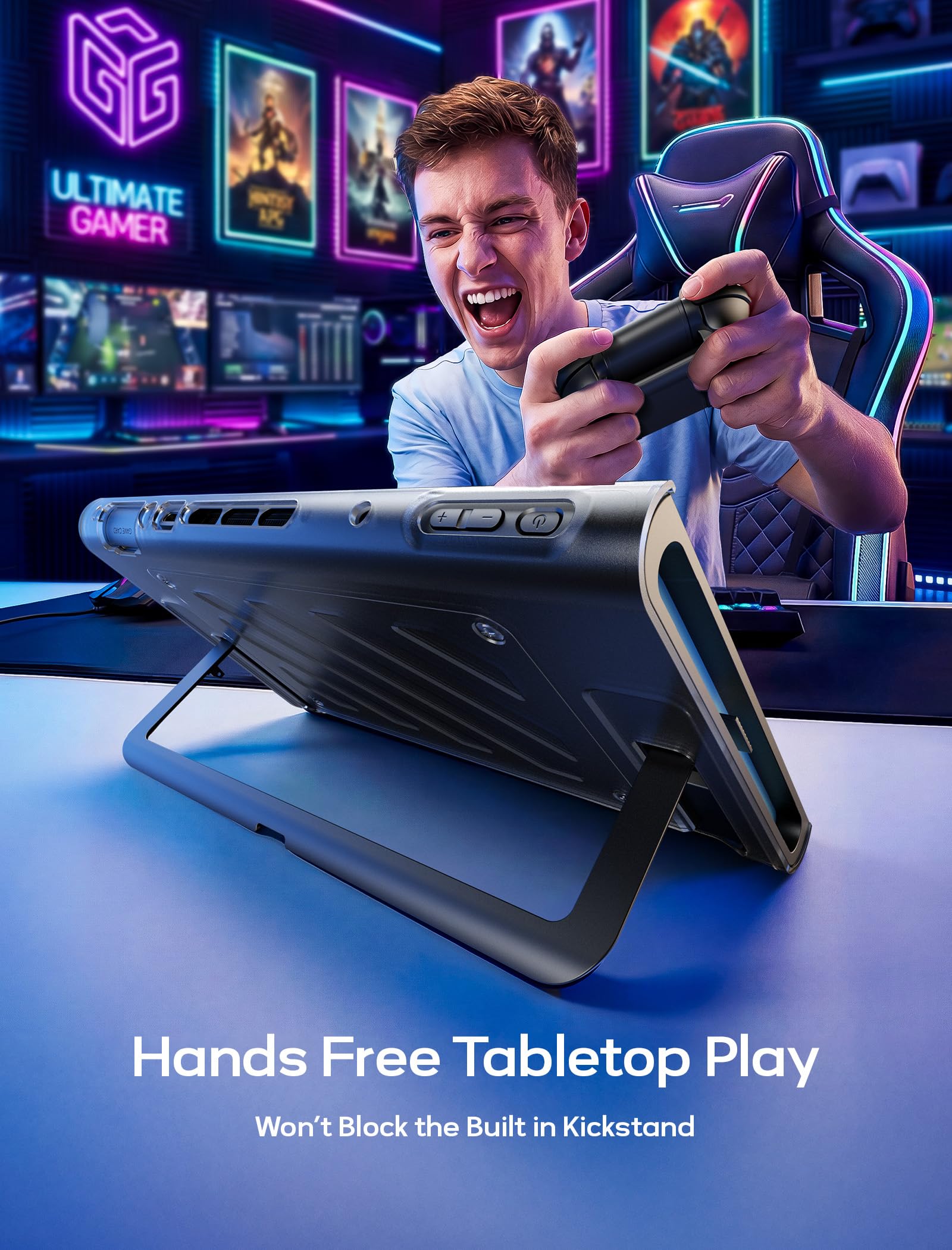 JSAUX Split-Schutzhülle für Switch 2, TPU-Mittelrahmen & PC-Frontabdeckung, Rutschfester Ergonomischer Griff, Platz für 10 Spielekarten, Unterstützt Standfunktion, Stoßfest & Kratzfest, PC0114 5