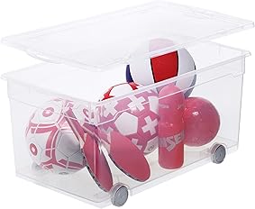 Rotho 7670094094 Clearbox - Caja de almacenaje con 4 Ruedas (63 L) 