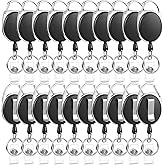 20 Pack Badge Reels Retractable ID Badge Holder with Carabiner Heavy Duty Badge Reel Clip and Key Chain for Work Office