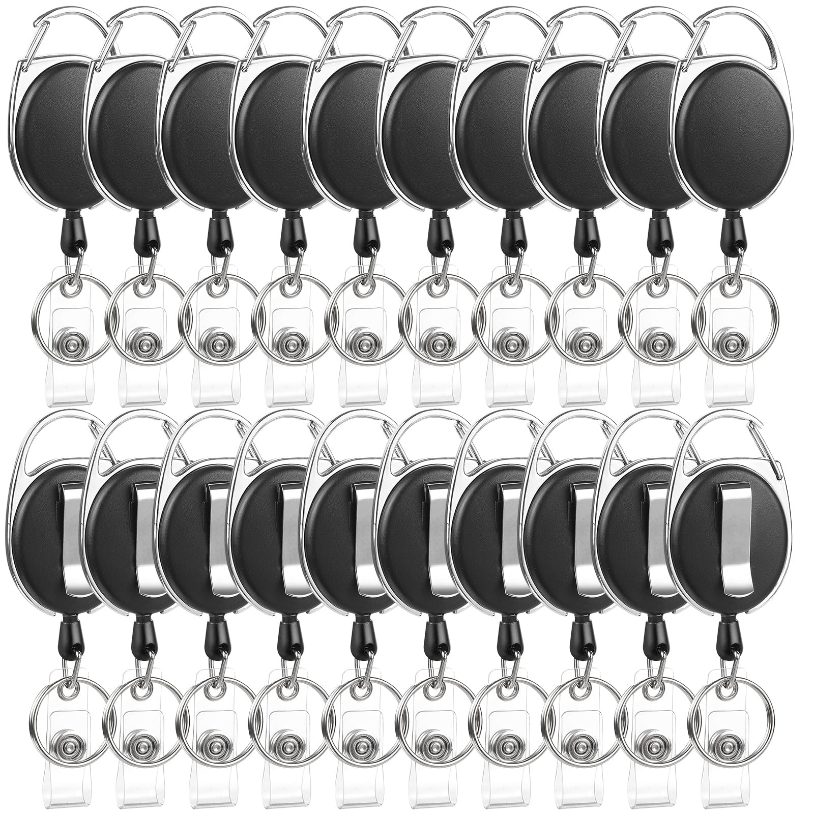 Photo 1 of 20 Pack Badge Reels Retractable ID Badge Holder with Carabiner Heavy Duty Badge Reel Clip and Key Chain for Work Office