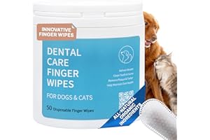 Spanielbuns Dog Dental Wipes for Cats & Dogs Teeth Cleaning - Safe Vet Approved, Breath Freshener, Tartar Remover, All Natura
