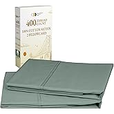 California Design Den King Size Pillowcase Set - 400 Thread Count, 100% Cotton Sateen, Set of 2 Pillow Covers, Soft and Breathable - Sage Green