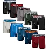 Active 23 Mens Multipack Dry Fit Performance Boxer Briefs for Men, Cooling Moisture Wicking Athletic Support Underwear