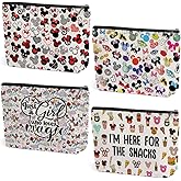 4PCS Cute Cartoon Print Makeup Bag Magic Cartoon Mouse Cosmetic Bag Cute Mouse Animal Lovers Gifts for Women Female Her Daughter Cousin Best Friend Bestie BFF Mothers Nurse Day Graduation Birthday