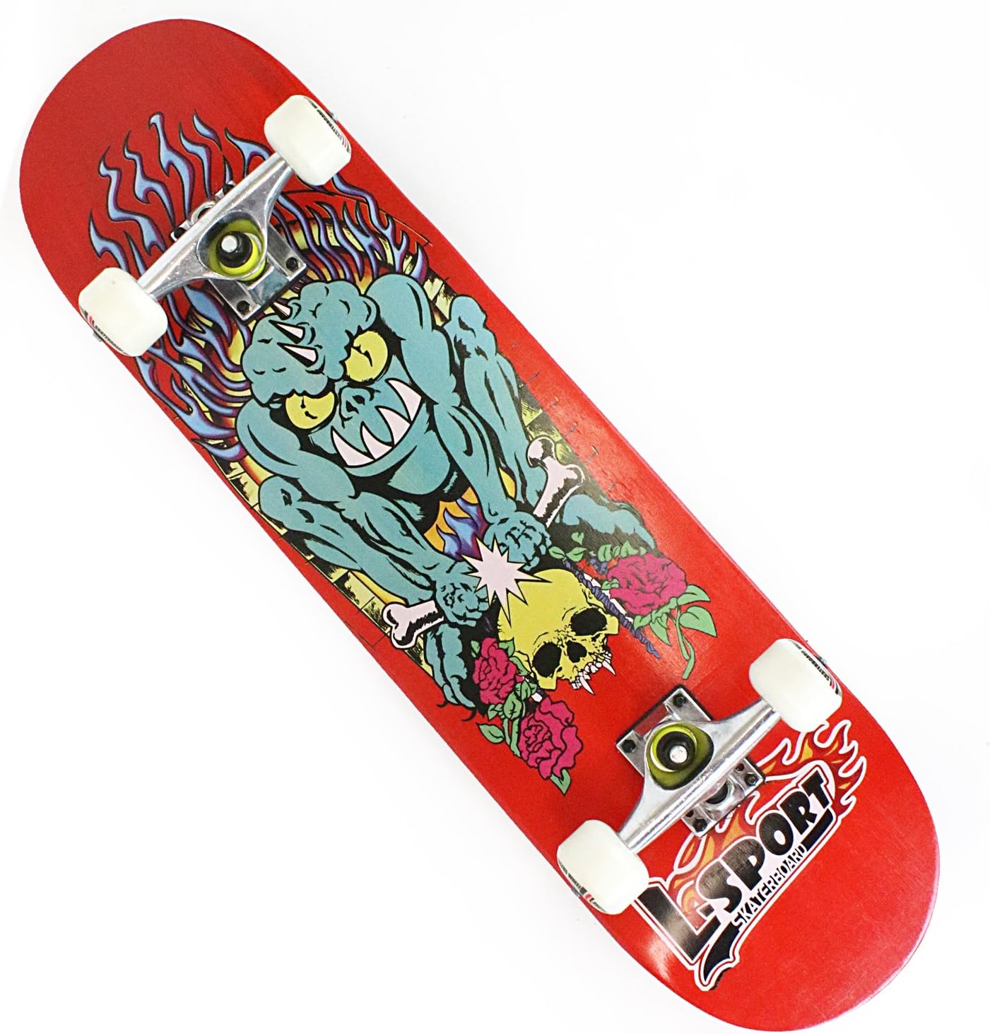 OneHype - Pro Complete Skateboard Designer Board, 31" x 8 inch Maple Wood Deck, Black Aluminum Trucks, ABEC 7 Bearings