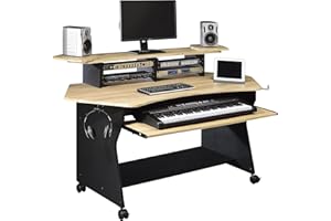 Musiea IM100 Series Music Studio Desk Workstation with 2 x 4U Rack (Natural Oak)