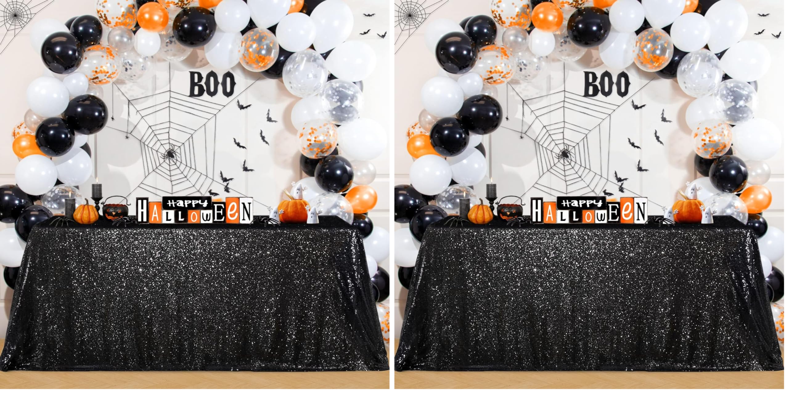 B-COOL Black Sequin Tablecloth Halloween Shimmer Tablecloth 50x80-inch Rectangular Table Overlays for Wedding Birthday Party Prom Table Decorations (Pack of 2) Image B-COOL Black Sequin Tablecloth Halloween Shimmer Tablecloth 50x80-inch Rectangular Table Overlays for Wedding Birthday Party Prom Table Decorations (Pack of 2) Image
