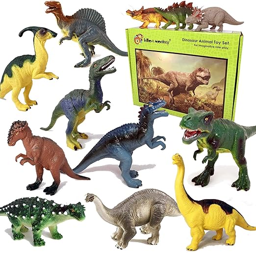 Lello & Monkey Dinosaur toys large plastic dinosaurs 7 inch figures
