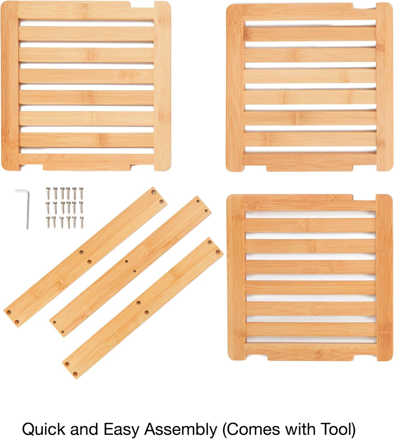 Bamboo Corner Shelf - 3 Tier 10 x 10 inch and 11.5 inches high. Kitchen Cabinet Organizer - Pantry Organization and Storage - Bathroom Countertop Shelves: Kitchen & Dining