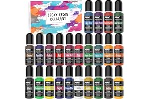 SIGWONG Epoxy Resin Pigment - 24 Color Liquid Epoxy Resin Colorant, Highly Concentrated Epoxy Resin Dye for DIY Jewelry Making, Resin Coloring for Paint, Craft - 0.35oz/10ml Each