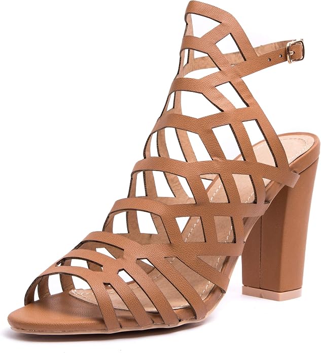 MForshop Sandali Donna Scarpe Eco Pelle Intreccio Tacco Alto 10 Largo 
