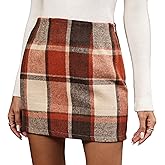 Dookttker Womens Plaid Flannel Skirt High Waist Bodycon Wool Mini Skirts with Side Hidden Zipper Fall Winter Outfits