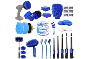 NIKCOSMK 35PCS Car Detailing Brush Set, Car Detailing kit, Auto Detailing Drill Brush Set, Car Detailing Brushes, Car Wash Kit with Cleaning Gel, Car Cleaning Tools Kit for Interior,Exterior, Wheels, Dashboard