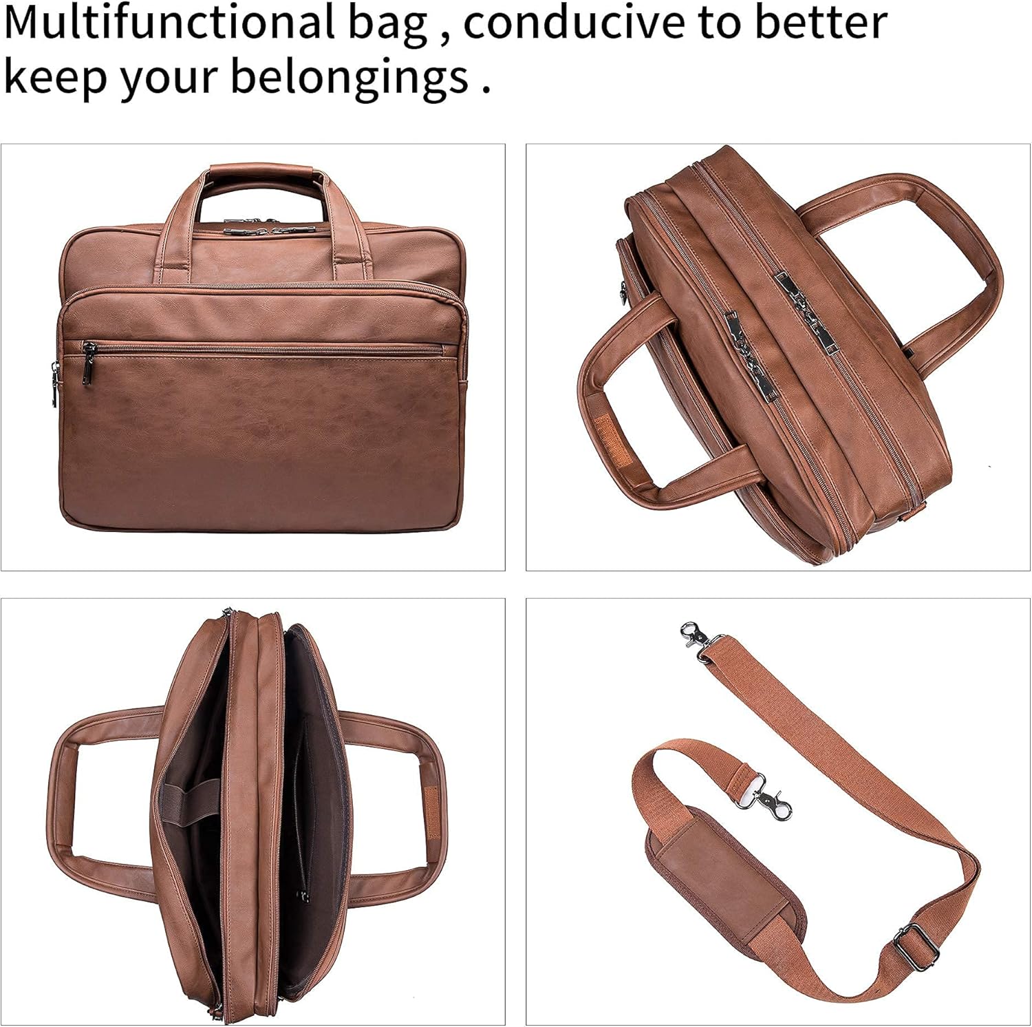 Leather Laptop Bag, Men's 15.6 Inches 17.3 Inches Messenger Briefcase Business Satchel Computer Handbag Shoulder Bag: Shoes