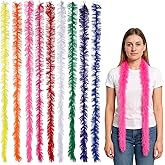 Anjetan 9 Pcs Artificial Feather Boas, 5 ft Colorful Fluffy Boas, Shiny Feather Tinsel Garlands, 9 Bright Colors, DIY Costume Accessories for Tea Parties, Dances, Weddings